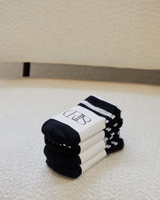 Grips Studio Pilates Socks - Black White Barre Socks - Anti-Slip Workout Socks